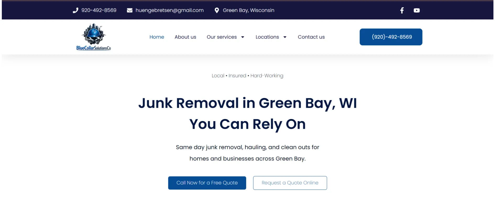Blue Collar Solutions Co junk removal website