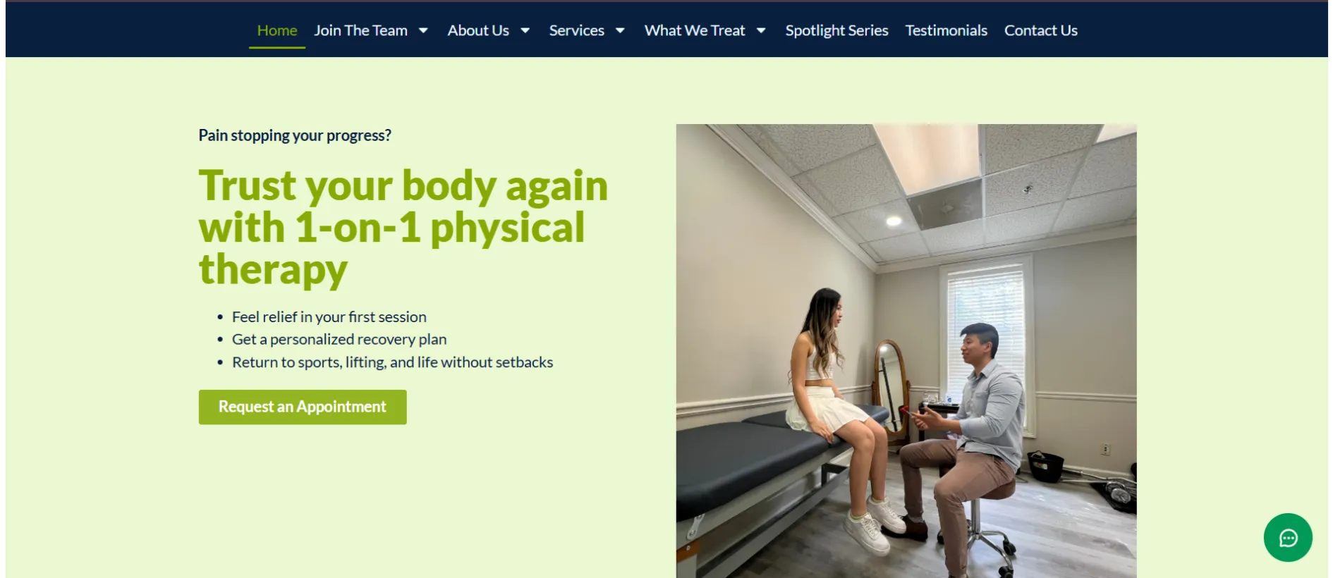 iCare Physical Therapy website