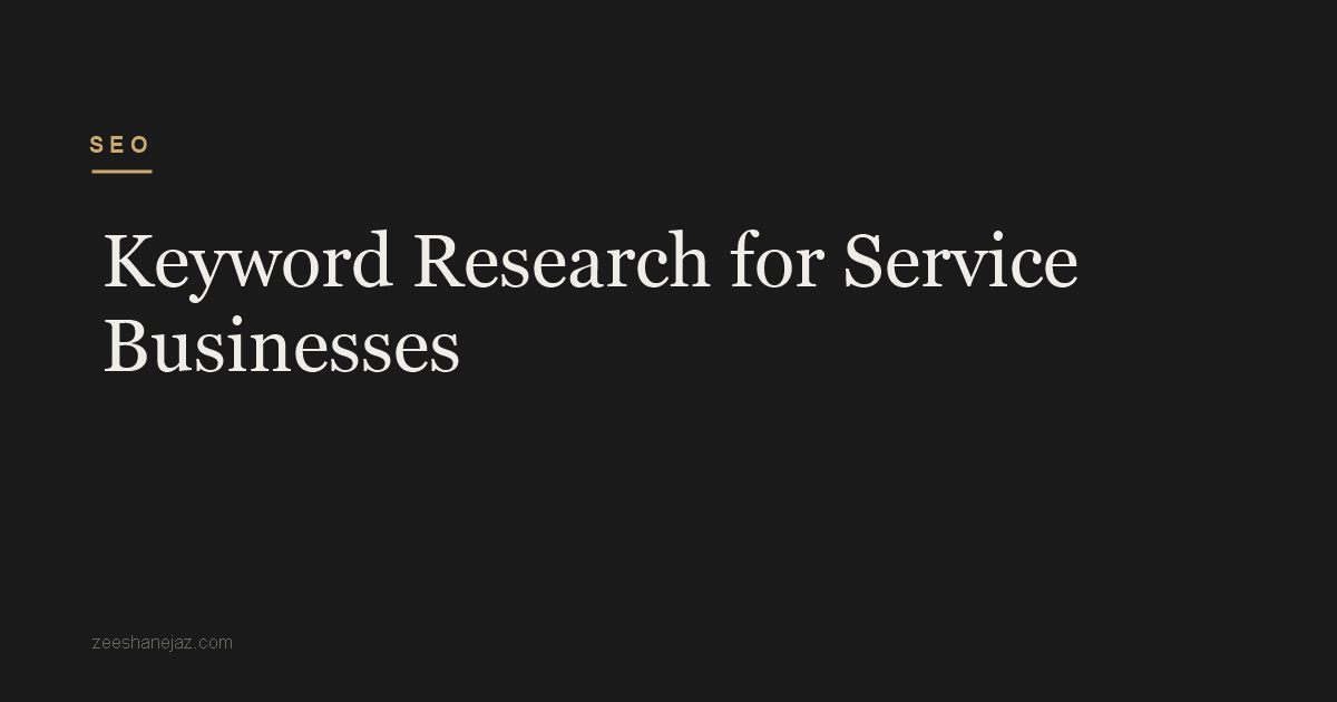 Keyword Research for Service Businesses