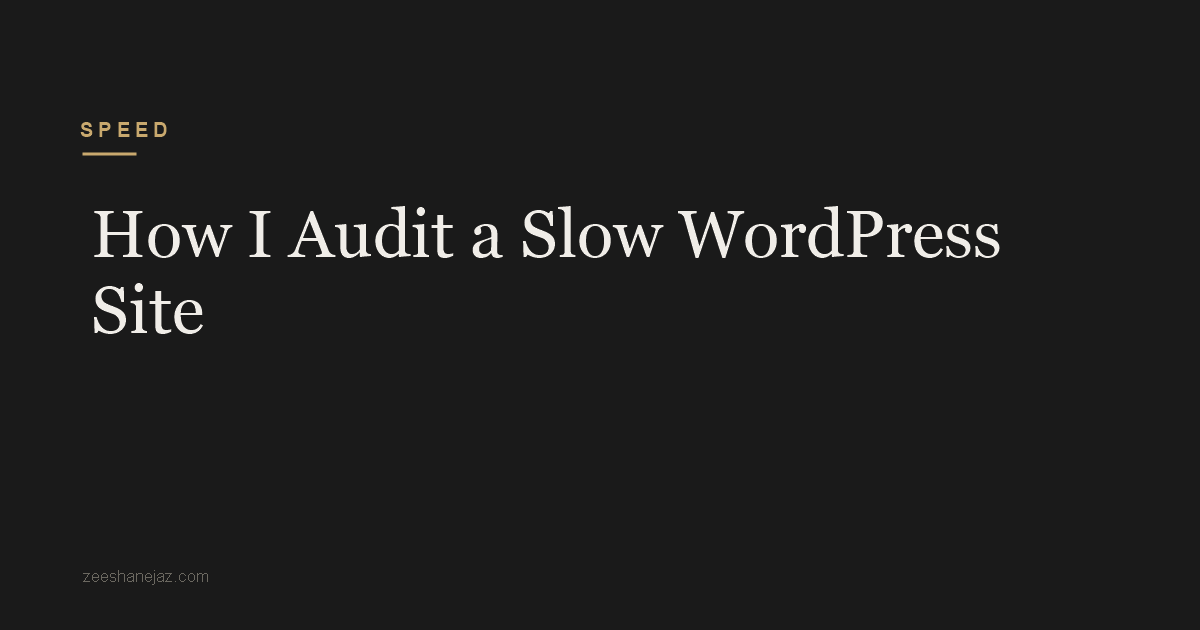 How I Audit a Slow WordPress Site